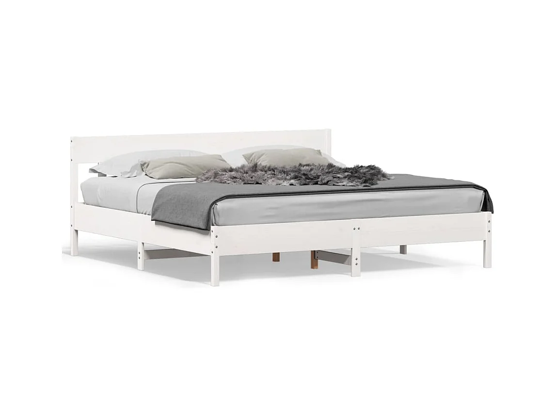 Bedframe zonder matras wit 180x200 cm massief grenenhout