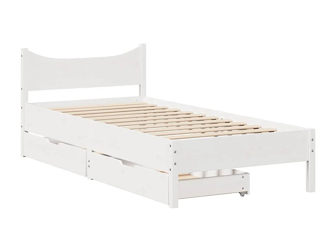 Estructura de cama con cajones blanca 75x190 cm madera maciza de pino