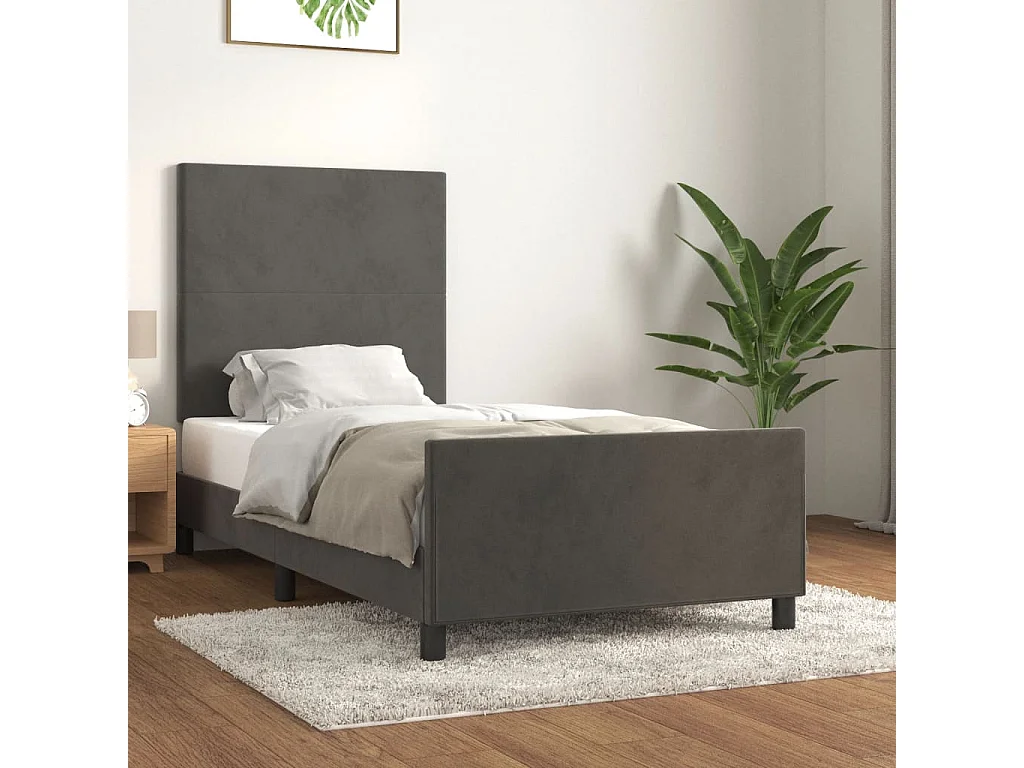 Cadre de lit sans matelas gris foncé 80x200 cm velours