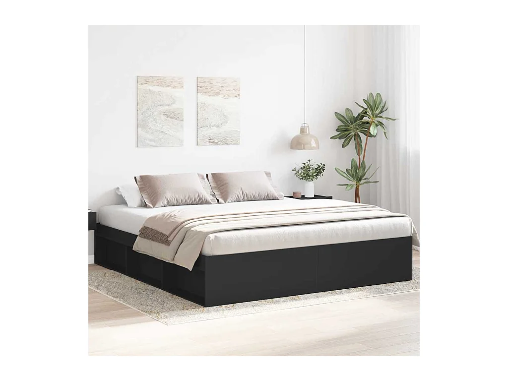 Cadre de lit sans matelas noir 180x200 cm