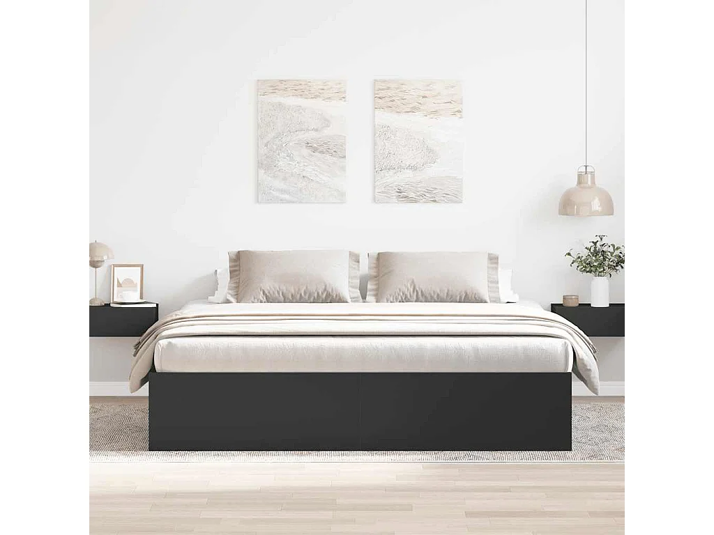 Estructura de cama sin colchón negra 180x200 cm