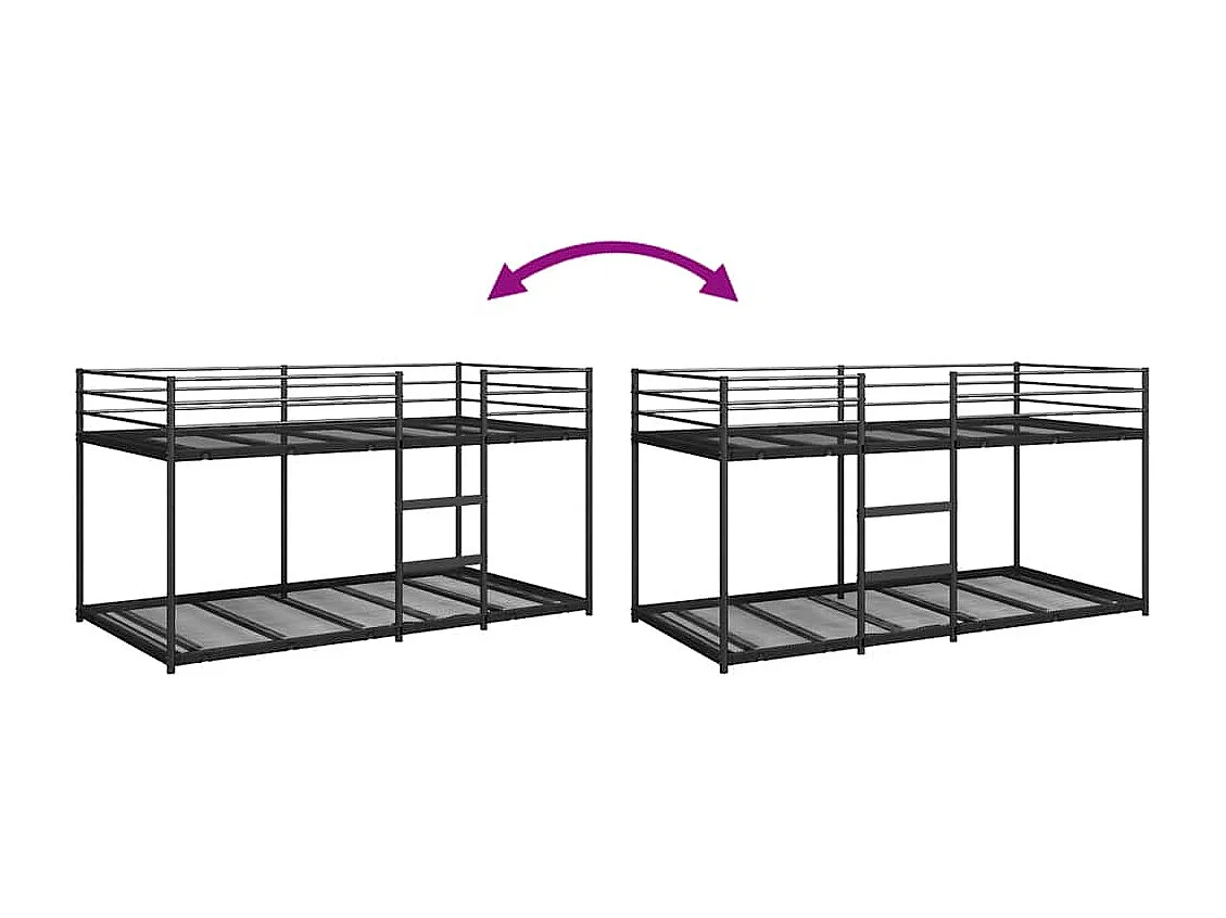Stapelbed zonder matras zwart 90x190 cm staal