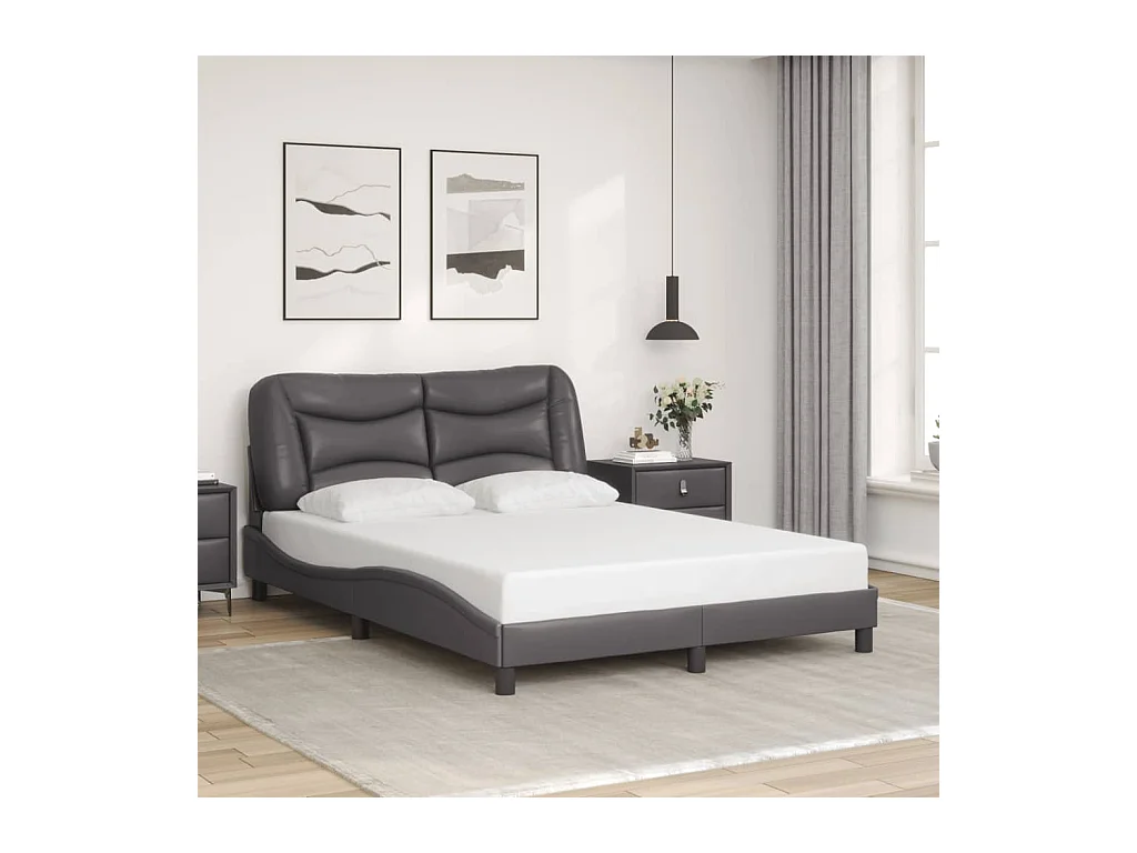 Struttura letto senza materasso grigio 140x190 cm similpelle