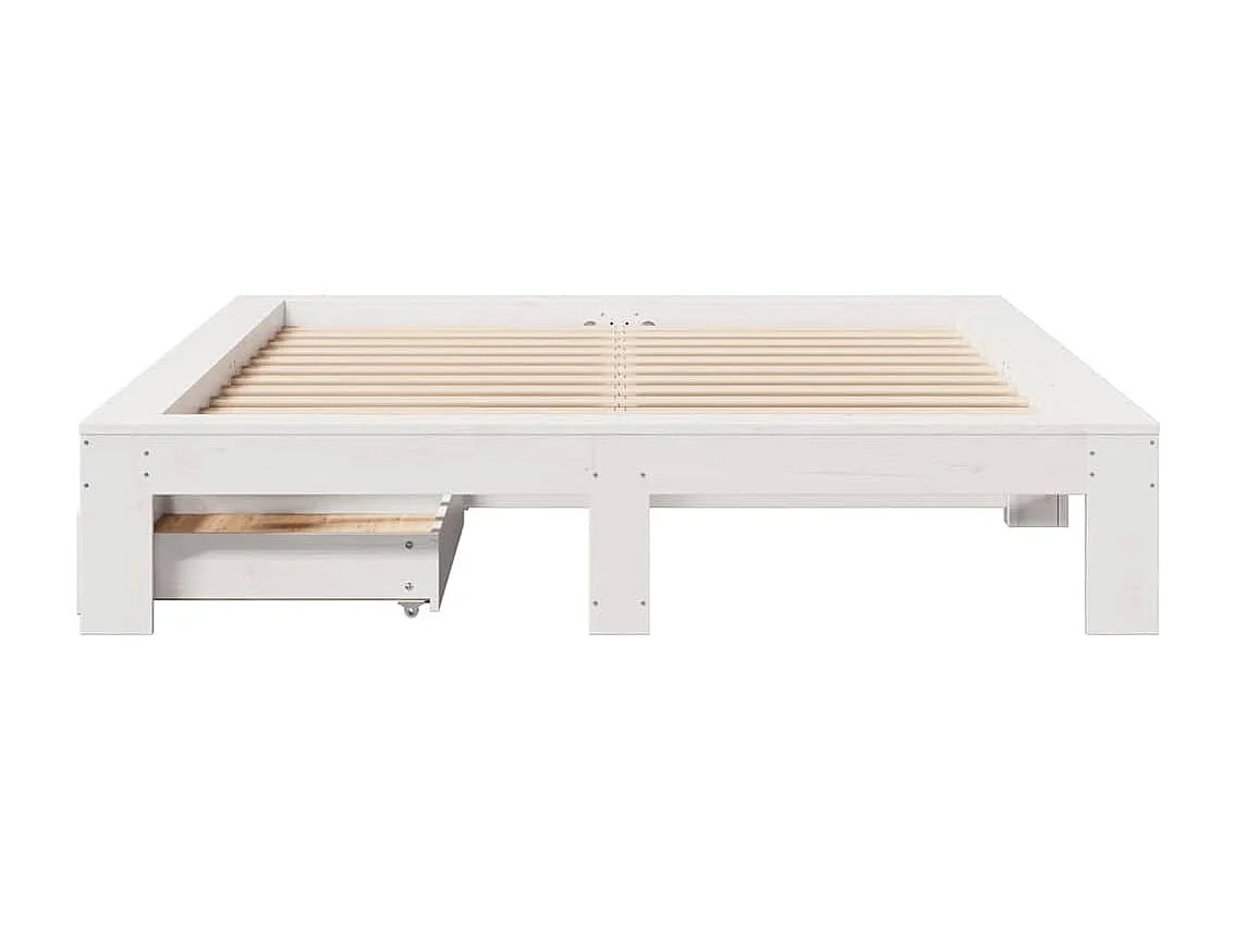 Estructura de cama sin colchón blanca 140x190 cm madera maciza de pino
