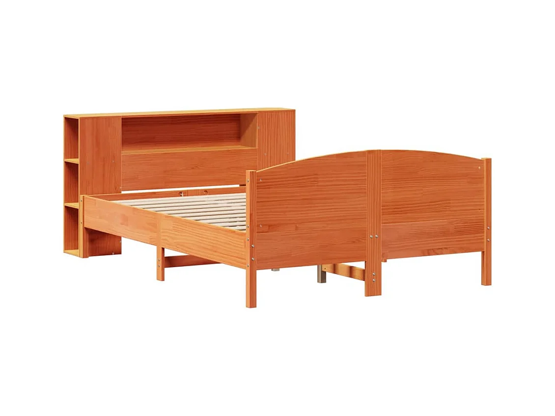 Boekenkastbed zonder matras, bruine was, 140x200 cm, massief grenen