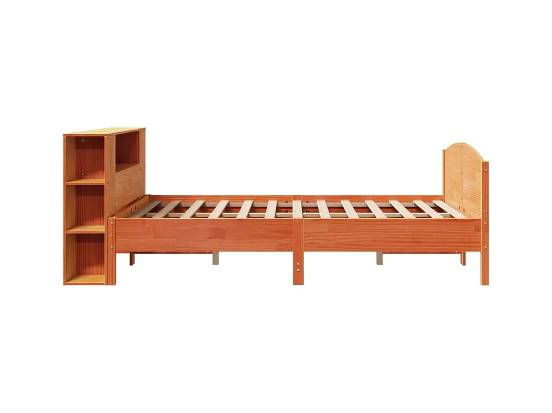 Boekenkastbed zonder matras, bruine was, 140x200 cm, massief grenen