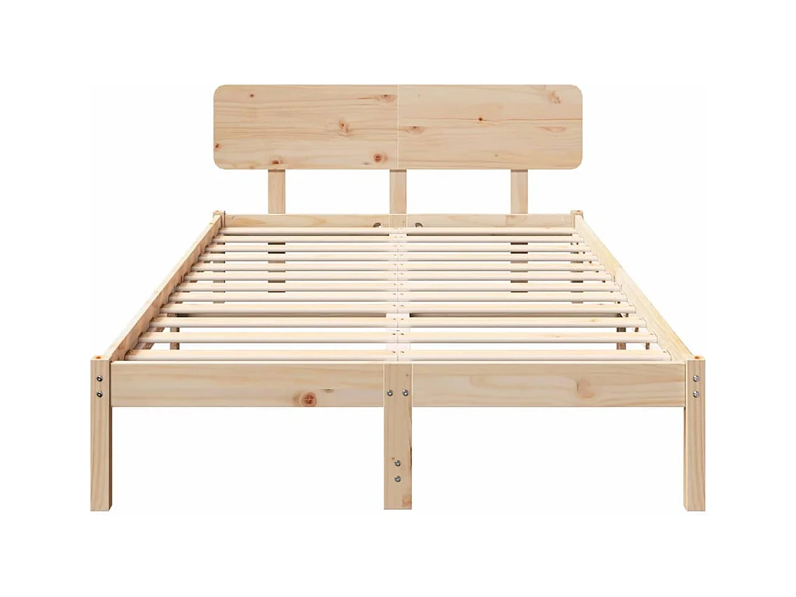 Bettgestell mit Kopfteil Natur 135 x 190 cm