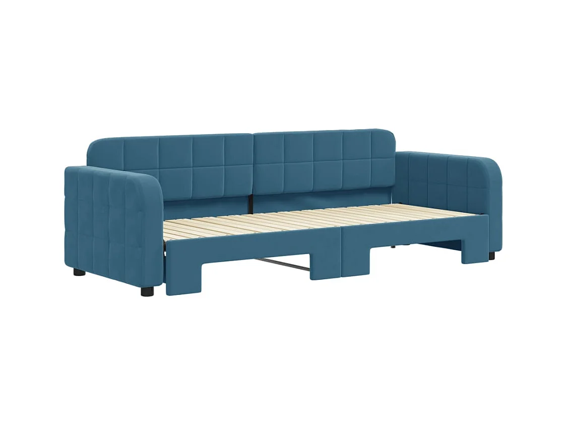 Cama de día con nido sin colchón azul 80x200 cm