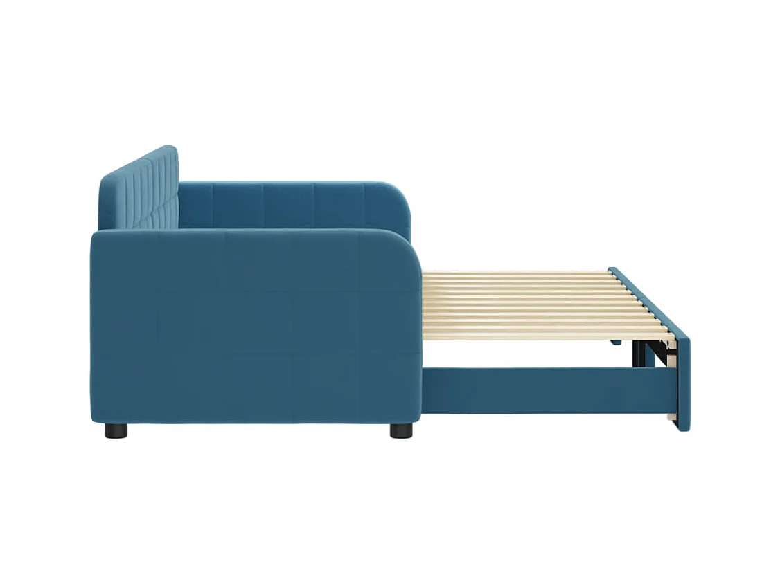 Cama de día con nido sin colchón azul 80x200 cm