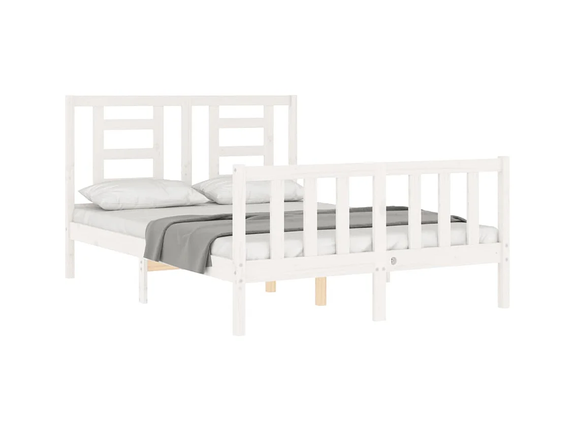 Bedframe zonder matras wit 140x190 cm massief grenenhout