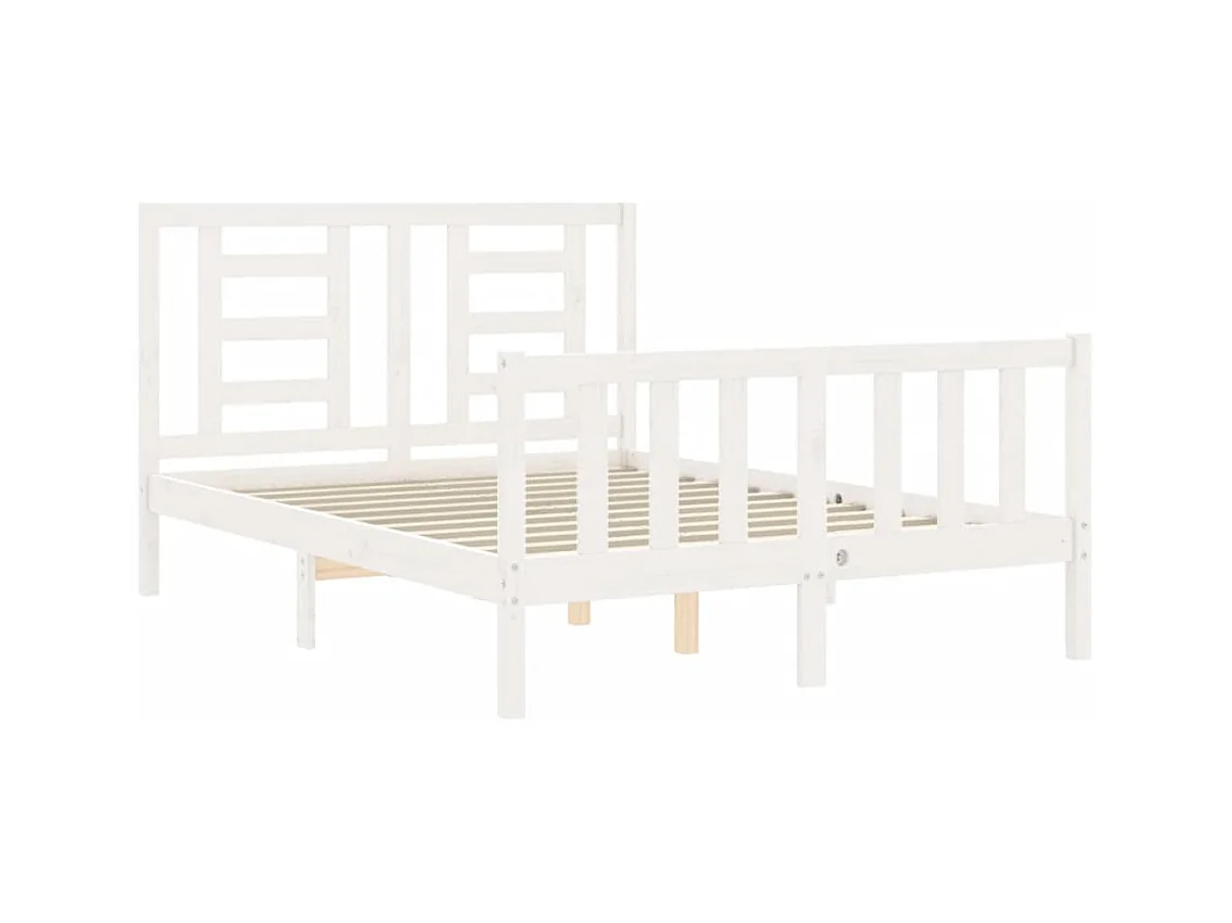 Bedframe zonder matras wit 140x190 cm massief grenenhout