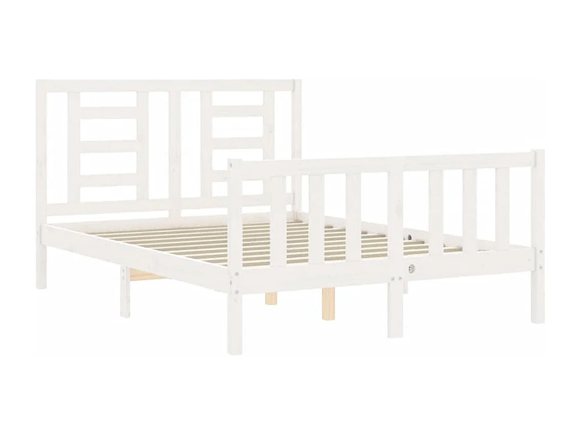Estructura de cama sin colchón blanca 140x190 cm madera maciza de pino