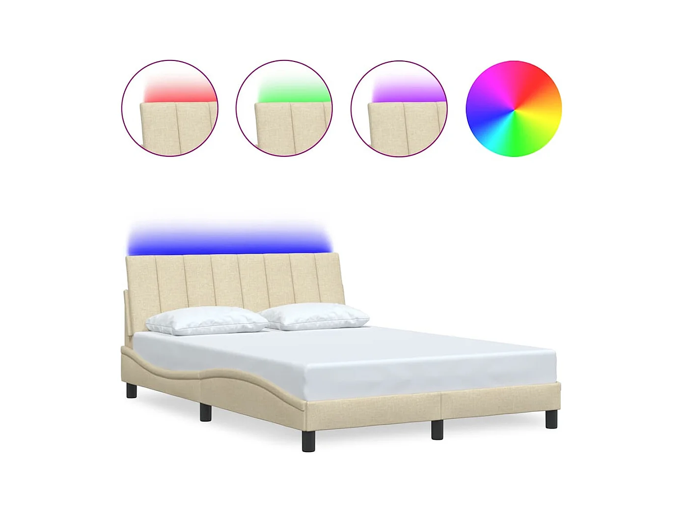 Bedframe zonder matras crème 140x200 cm stof