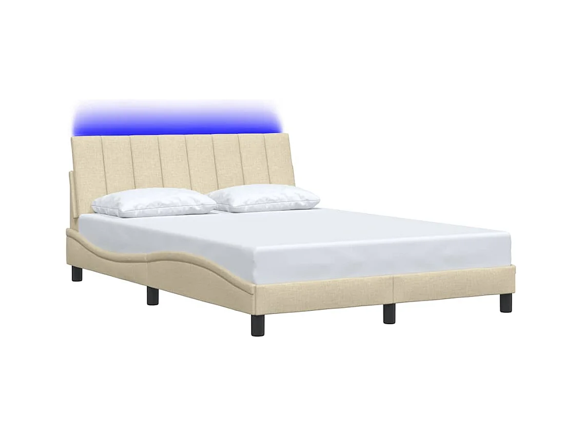 Bedframe zonder matras crème 140x200 cm stof