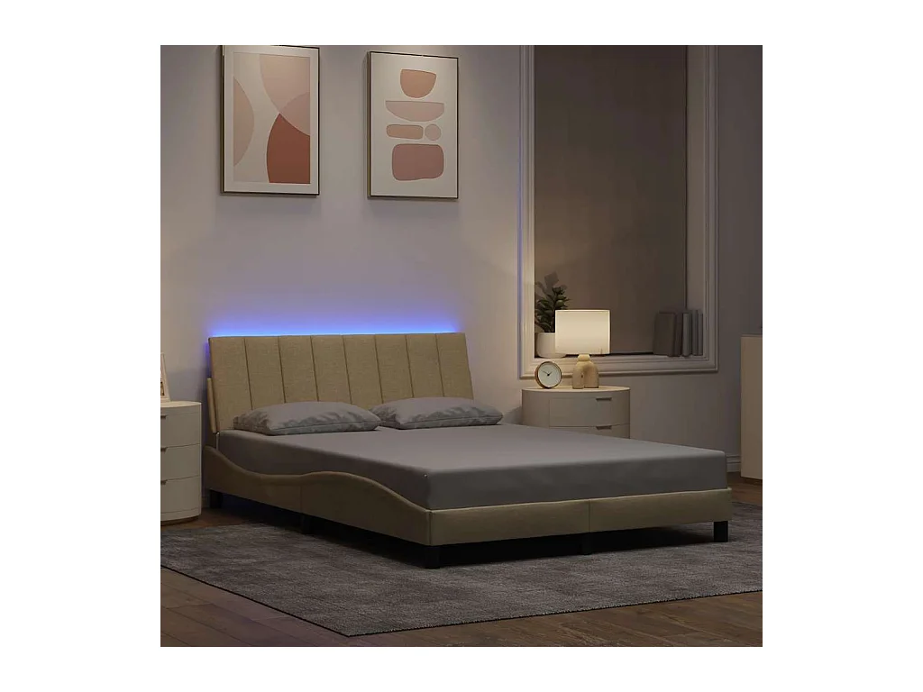 Bedframe zonder matras crème 140x200 cm stof