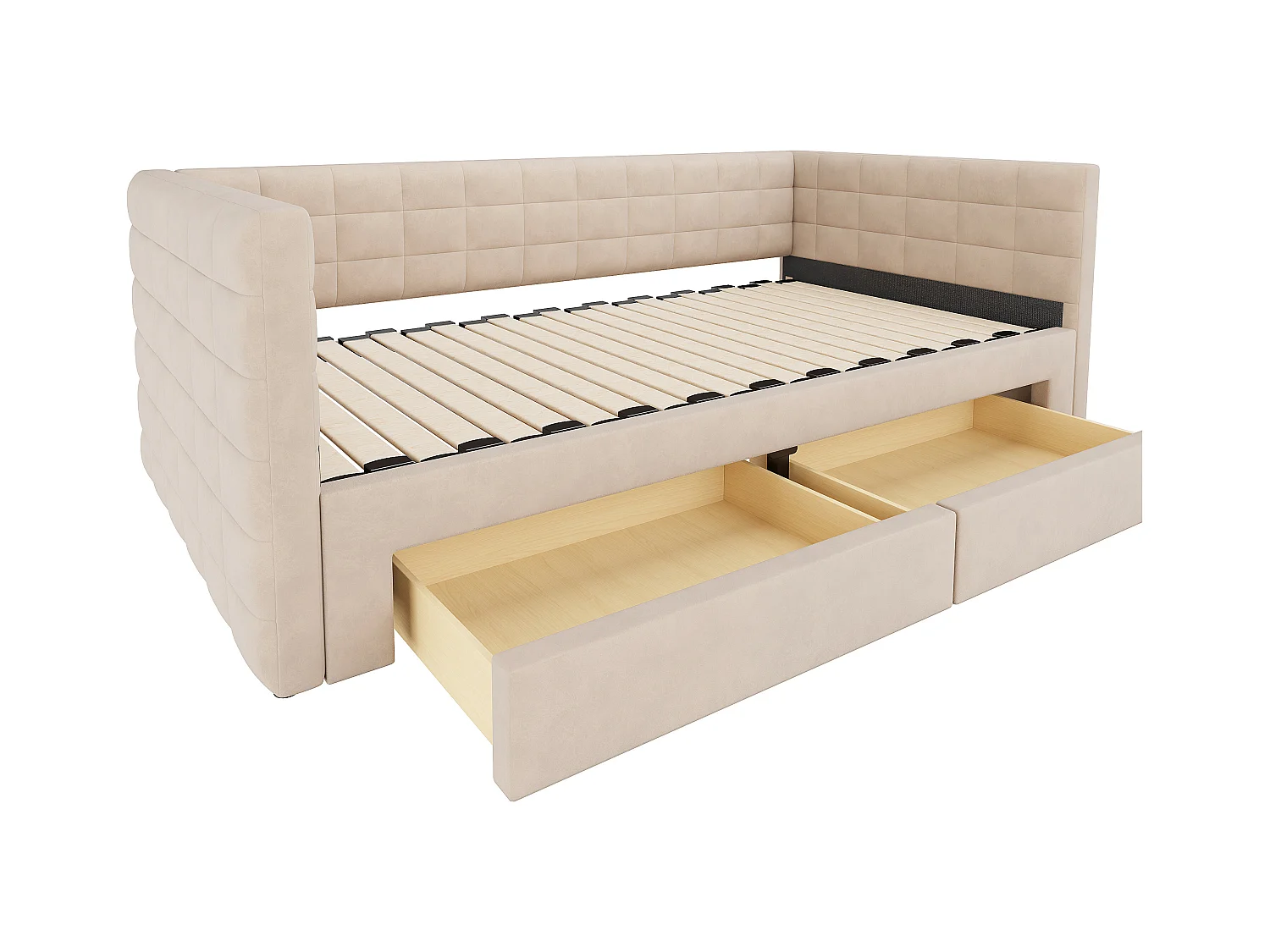 Sofá cama 3 en 1, 90 x 190 cm, con cajones, convertible en cama individual o doble, en algodón y lino (207 x 189 x 74 cm)