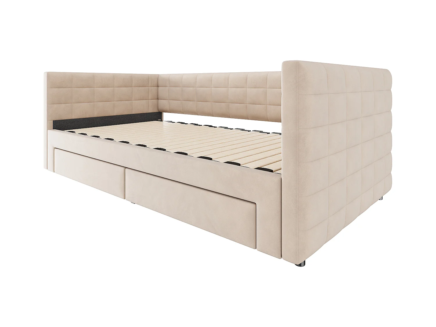 Sofá cama 3 en 1, 90 x 190 cm, con cajones, convertible en cama individual o doble, en algodón y lino (207 x 189 x 74 cm)