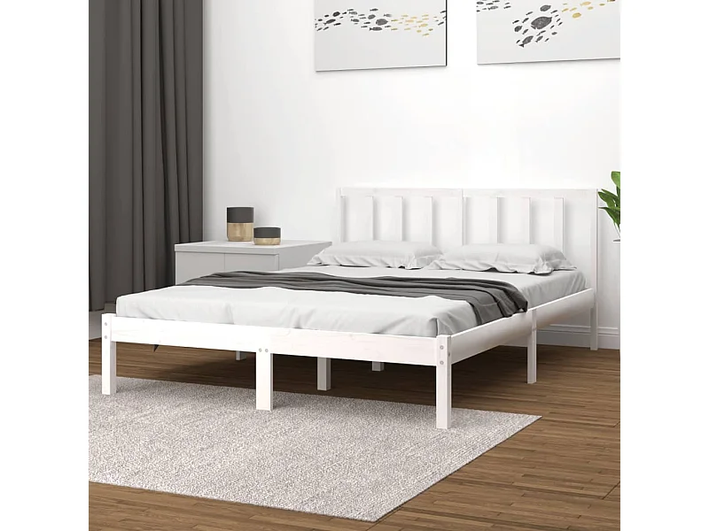 Struttura letto senza materasso in legno massello di pino bianco 140x200 cm