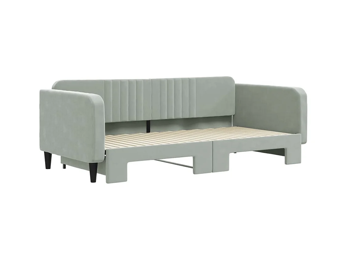 Dagbed met onderschuifbed zonder matras lichtgrijs 100x200 cm