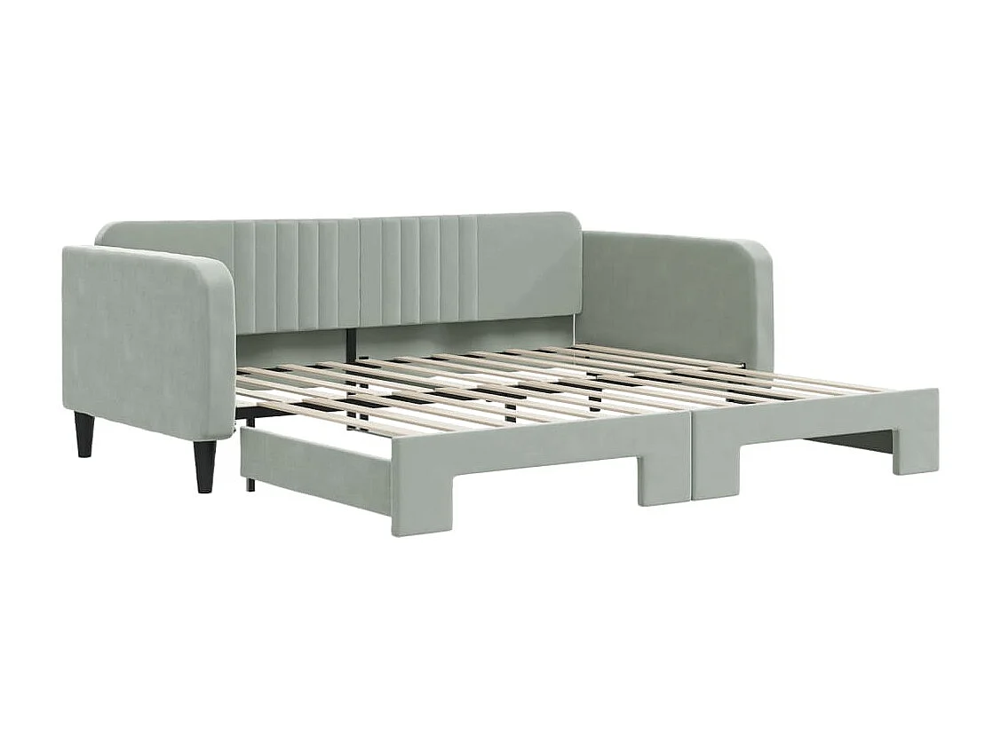 Lit de jour avec gigogne sans matelas gris clair 100x200 cm