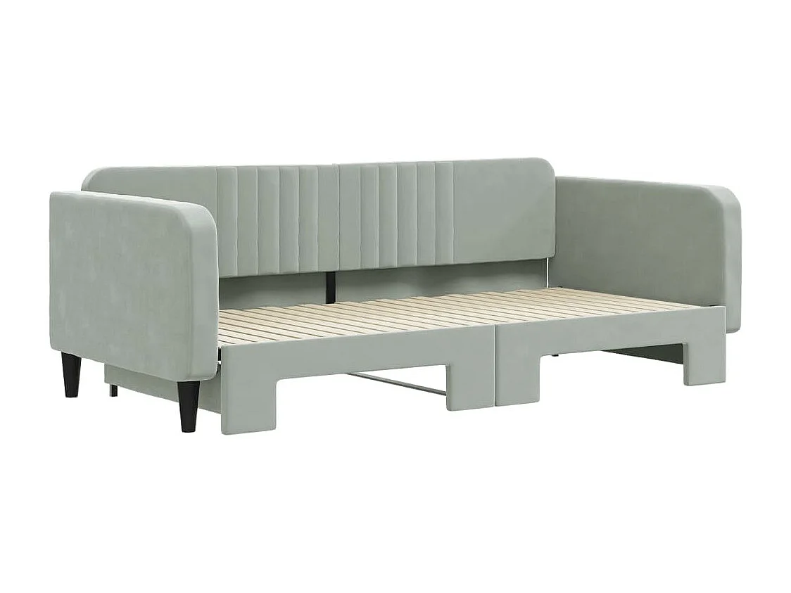 Lit de jour avec gigogne sans matelas gris clair 100x200 cm