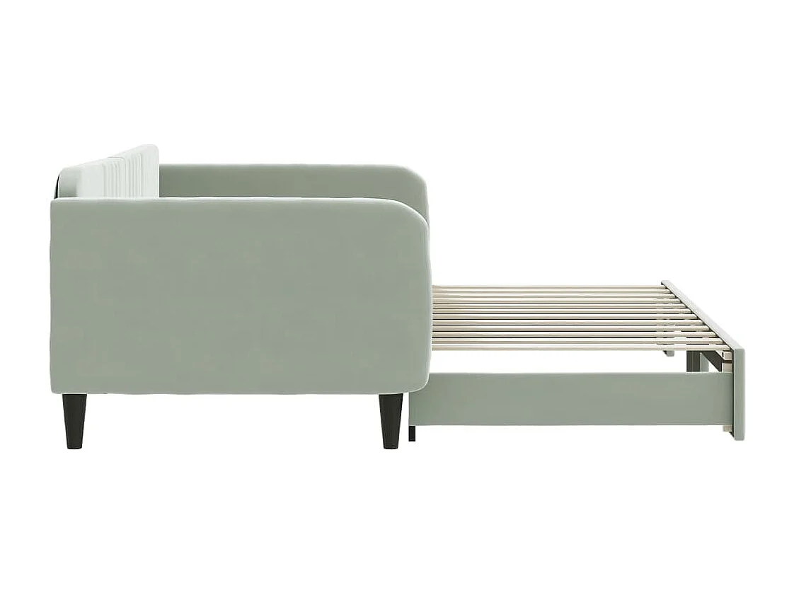 Lit de jour avec gigogne sans matelas gris clair 100x200 cm