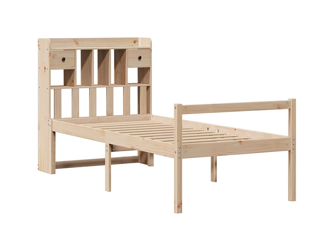 Lit bibliothèque sans matelas 100x200 cm bois massif de pin