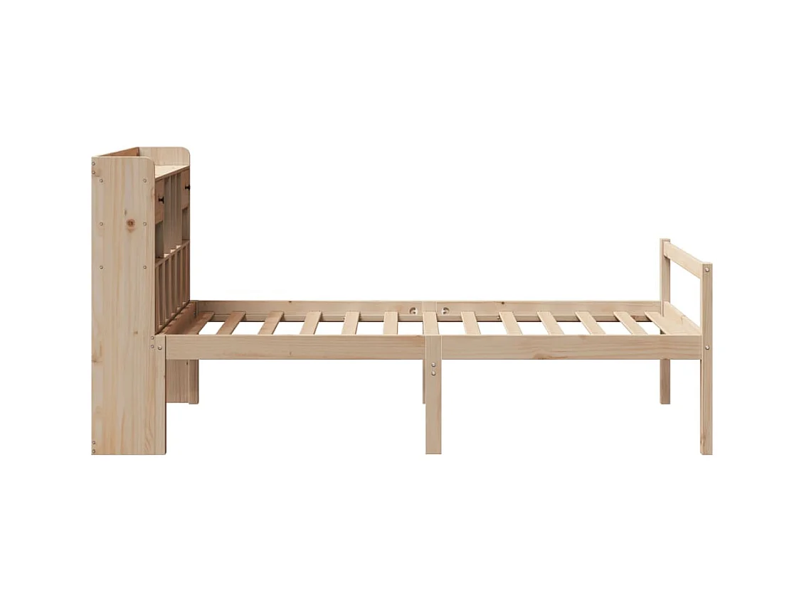 Lit bibliothèque sans matelas 100x200 cm bois massif de pin