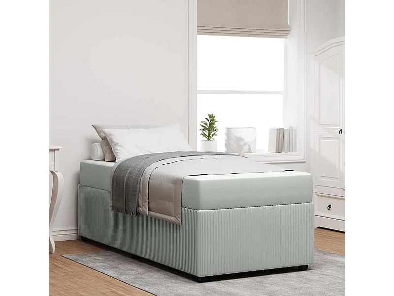 Bedframe met matras Lichtgrijs 90 x 200 cm Fluweel