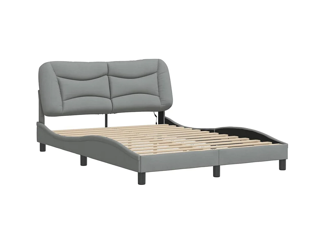 Estructura de cama con LED sin colchón tela gris claro 140x200 cm