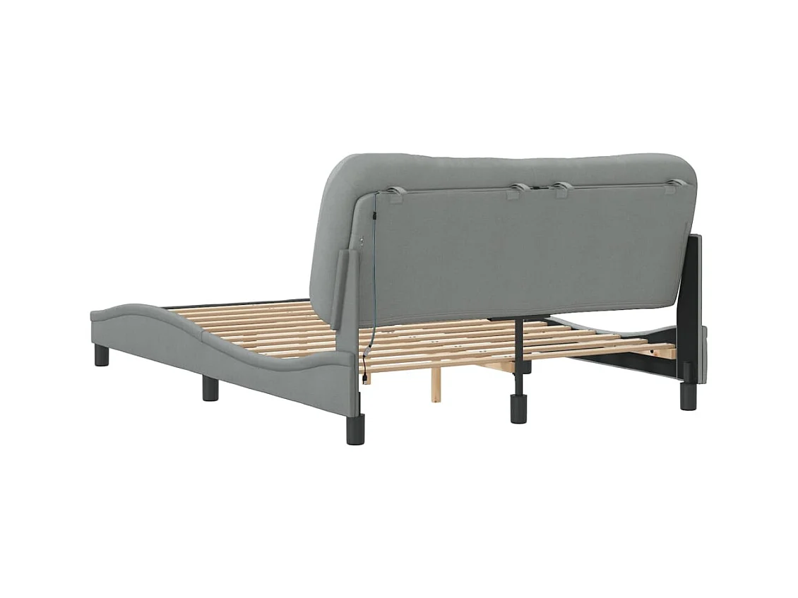 Estructura de cama con LED sin colchón tela gris claro 140x200 cm