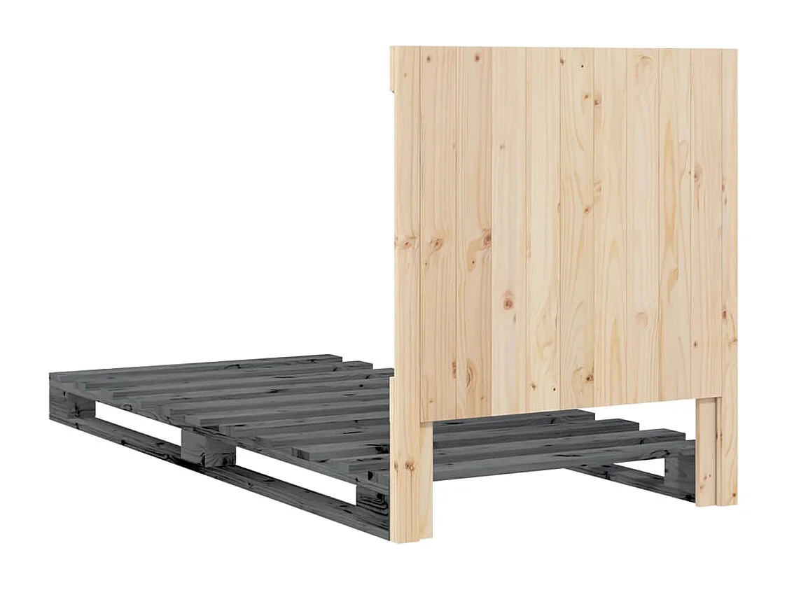 Cadre de lit sans matelas gris 90x200 cm bois de pin massif