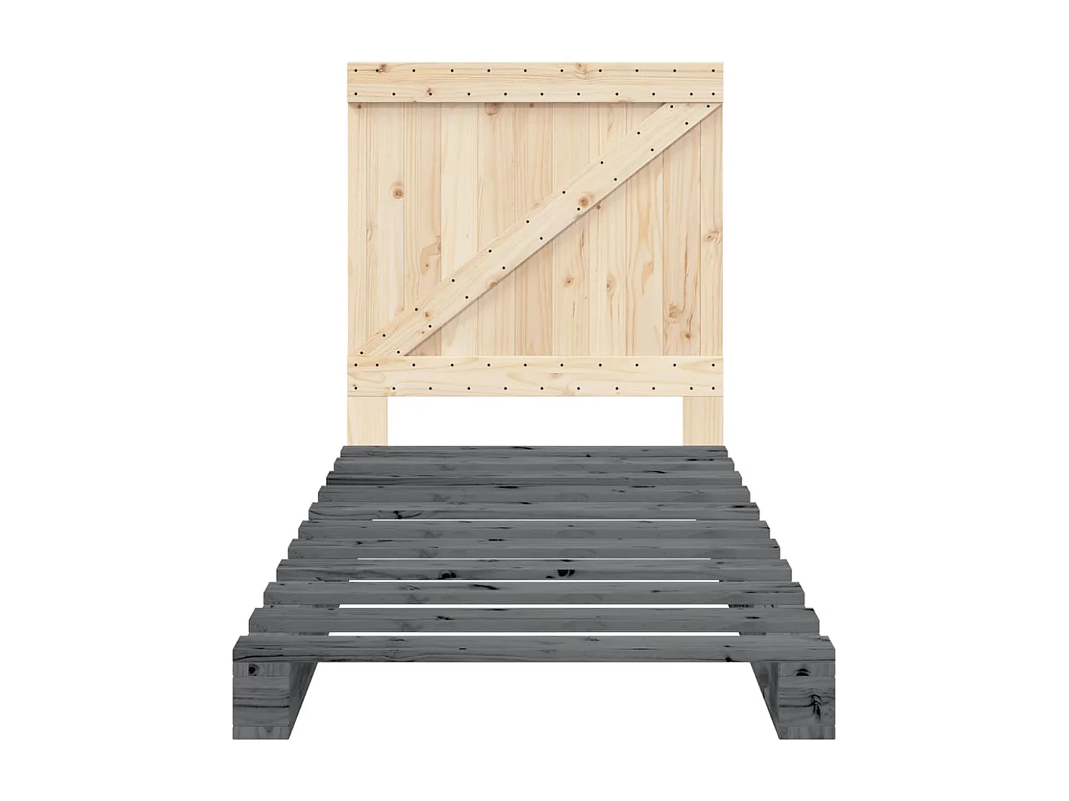 Cadre de lit sans matelas gris 90x200 cm bois de pin massif