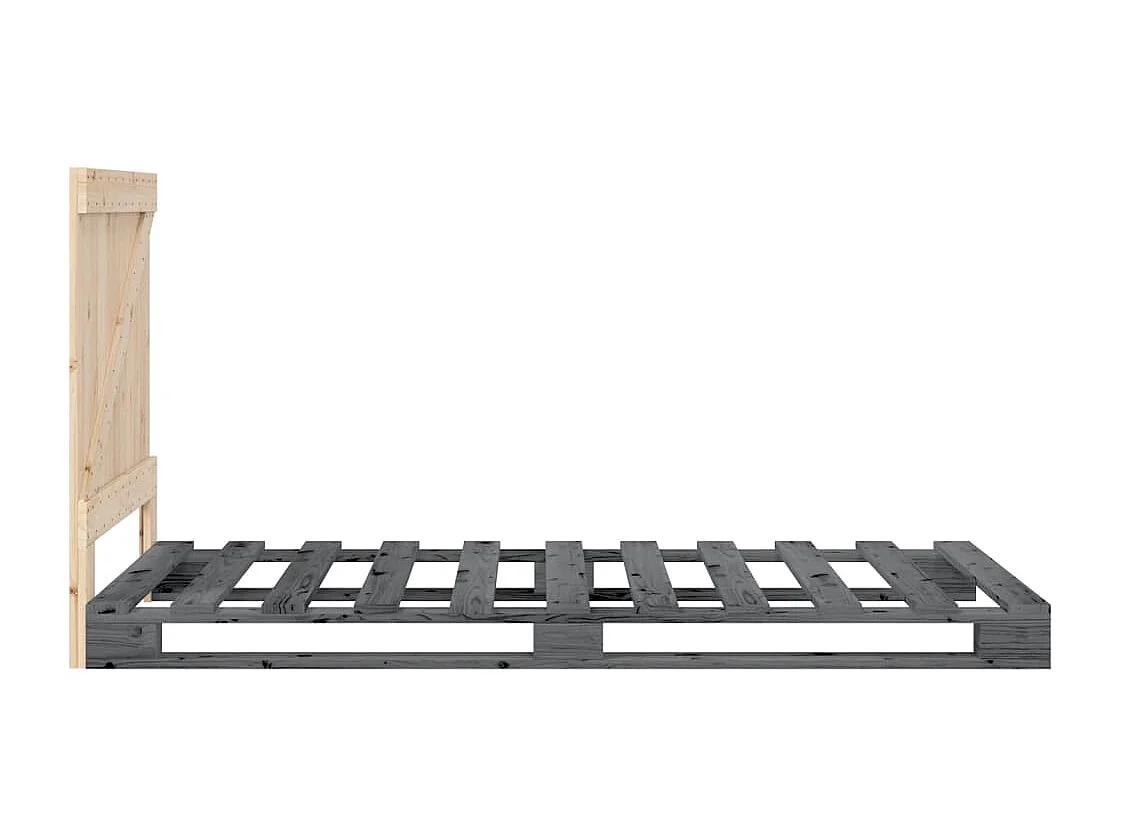 Cadre de lit sans matelas gris 90x200 cm bois de pin massif