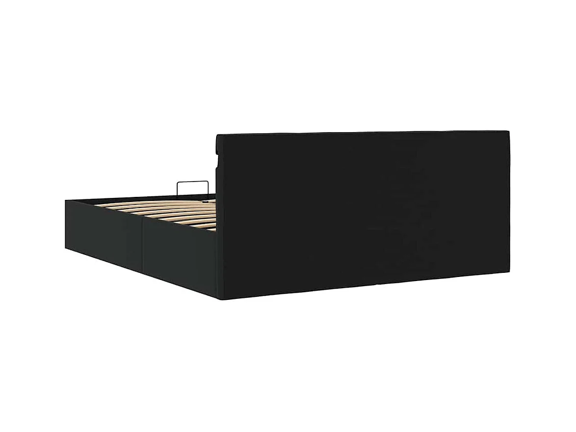 Bettgestell mit Stauraum und LED, Kunstleder, Schwarz, 180 x 200 cm