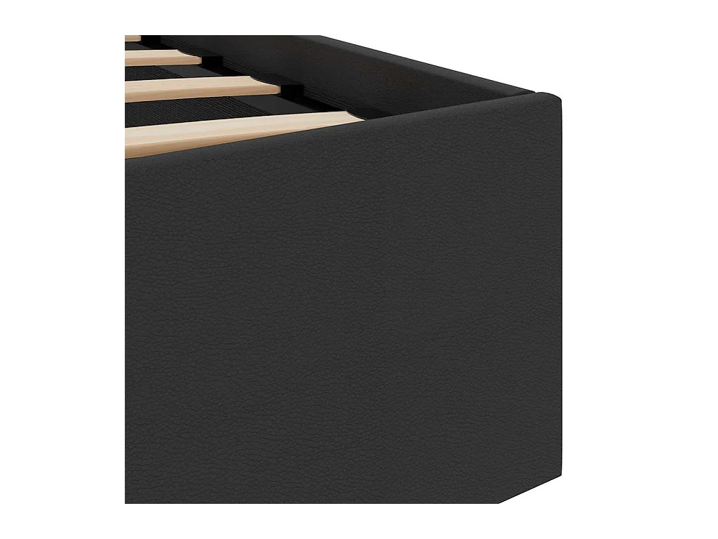 Bettgestell mit Stauraum und LED, Kunstleder, Schwarz, 180 x 200 cm