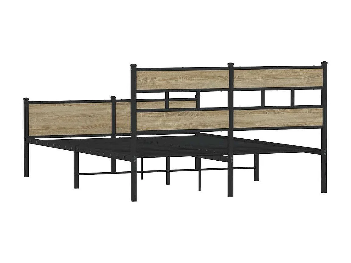 Estructura de cama de metal sin colchón roble Sonoma 160x200 cm