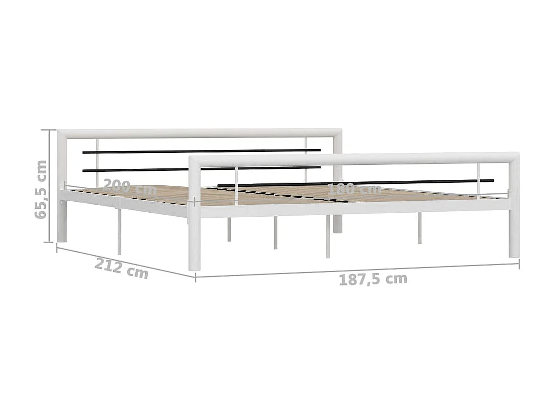 Struttura letto senza materasso in metallo bianco e nero 180x200 cm