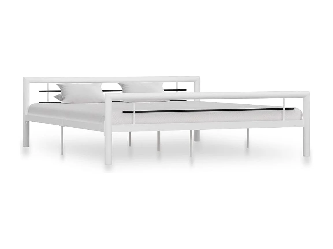Bedframe zonder matras wit en zwart metaal 180x200 cm