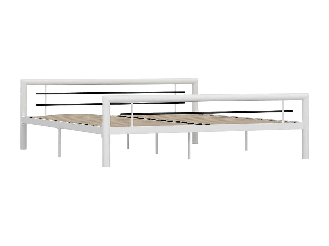 Bedframe zonder matras wit en zwart metaal 180x200 cm
