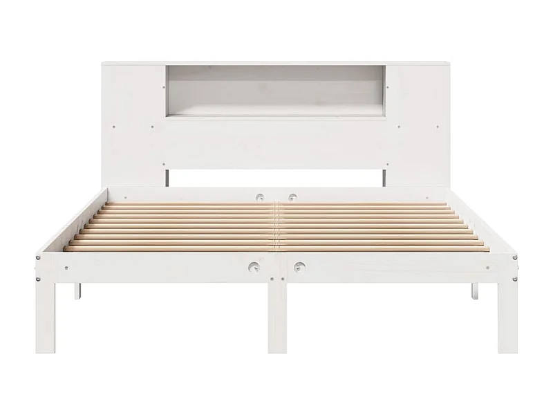 Cama librería blanca sin colchón 160x200 cm madera maciza de pino