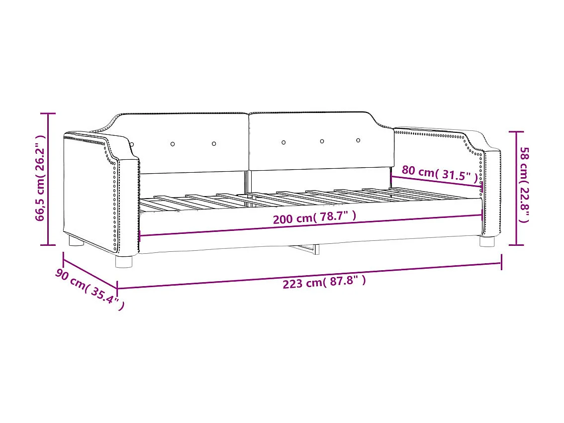 Daybed zonder matras crème 80x200 cm stof
