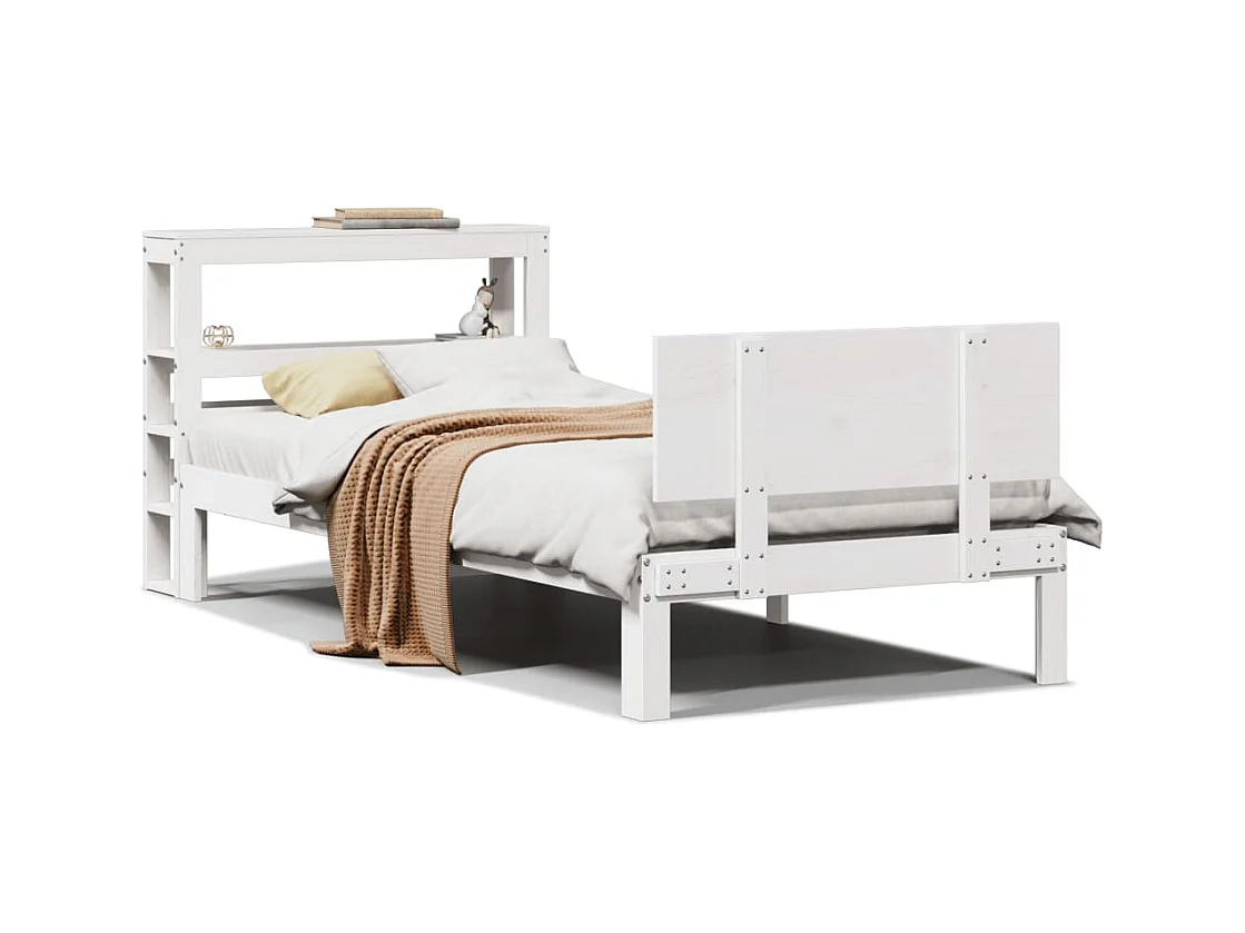 Bedframe met hoofdbord zonder matras wit 90x200 cm