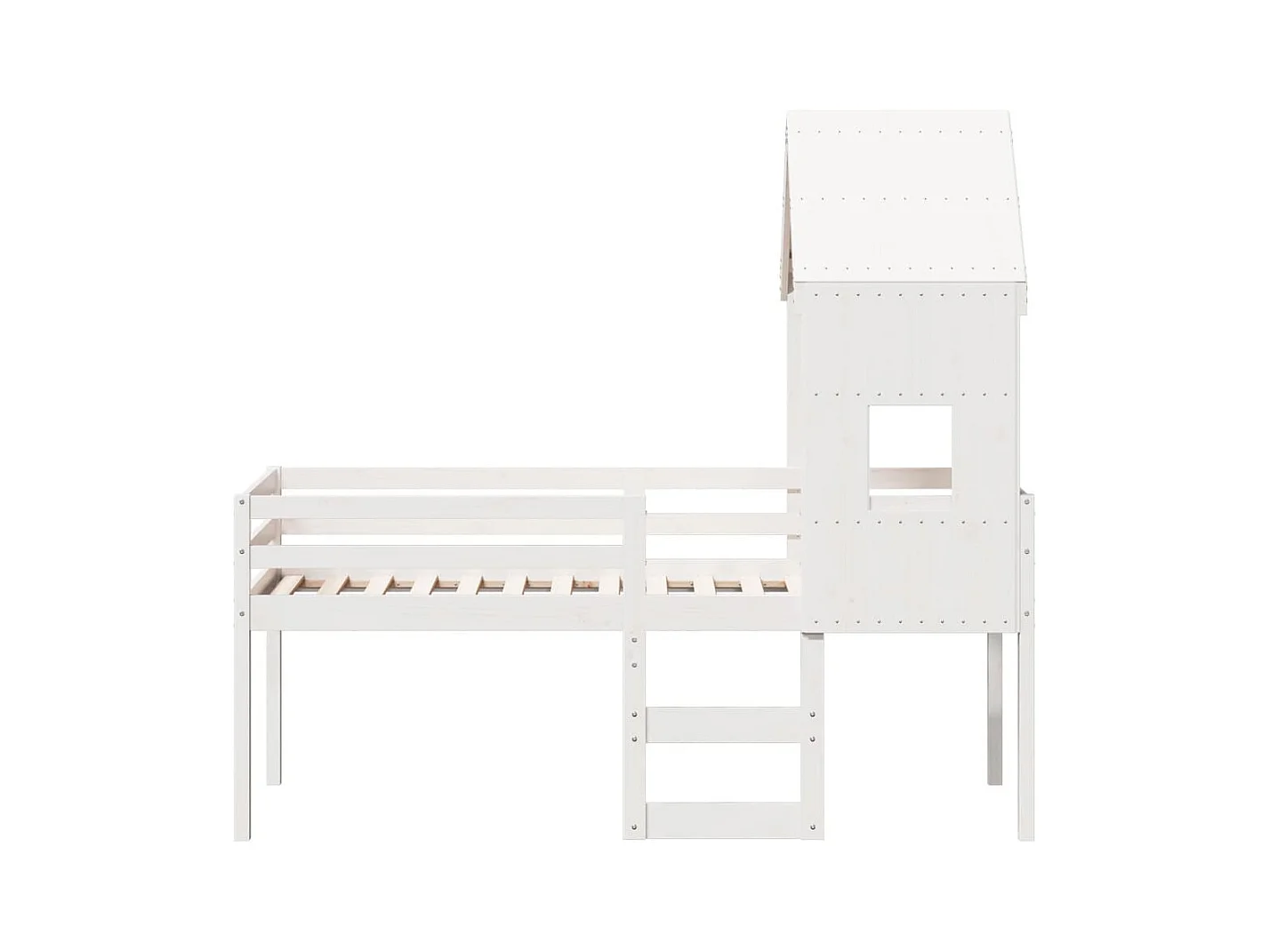 Letto alto senza materasso bianco 90x200 cm in legno massello di pino