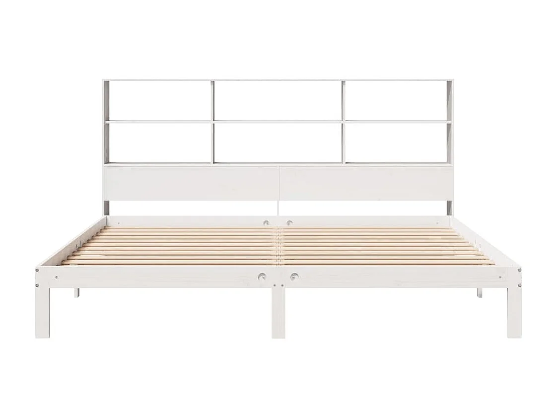 Letto libreria bianco senza materasso 180x200 cm in legno massello di pino