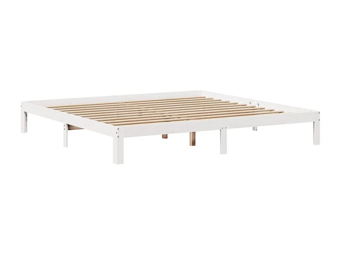 Letto libreria bianco senza materasso 180x200 cm in legno massello di pino