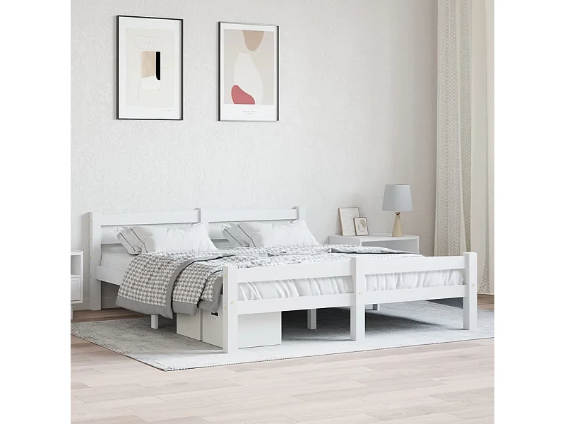 Cadre de lit sans matelas blanc bois de pin massif 160x200 cm