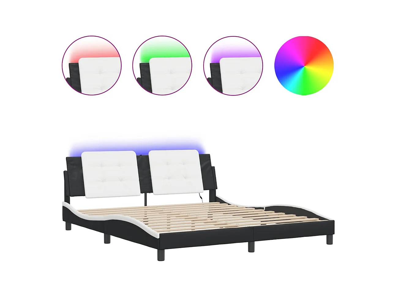 Struttura letto con LED senza materasso nero e bianco 180x200 cm