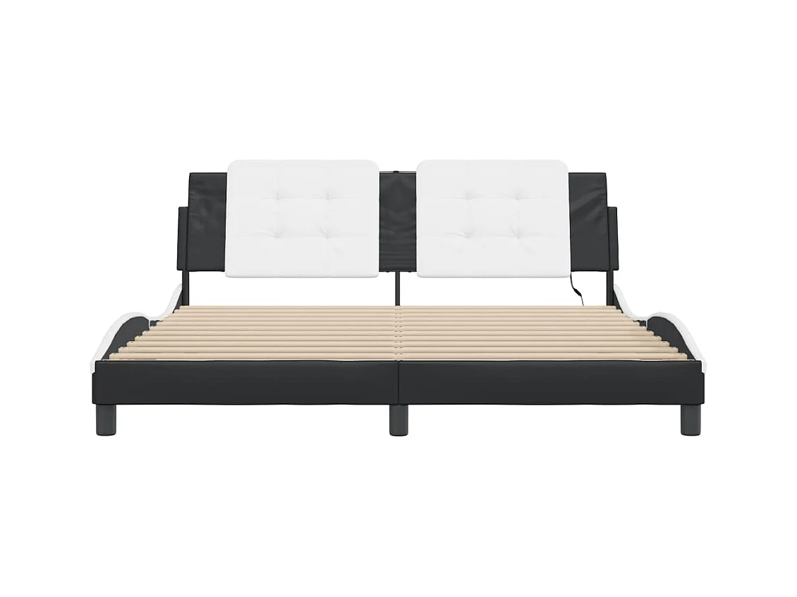 Struttura letto con LED senza materasso nero e bianco 180x200 cm