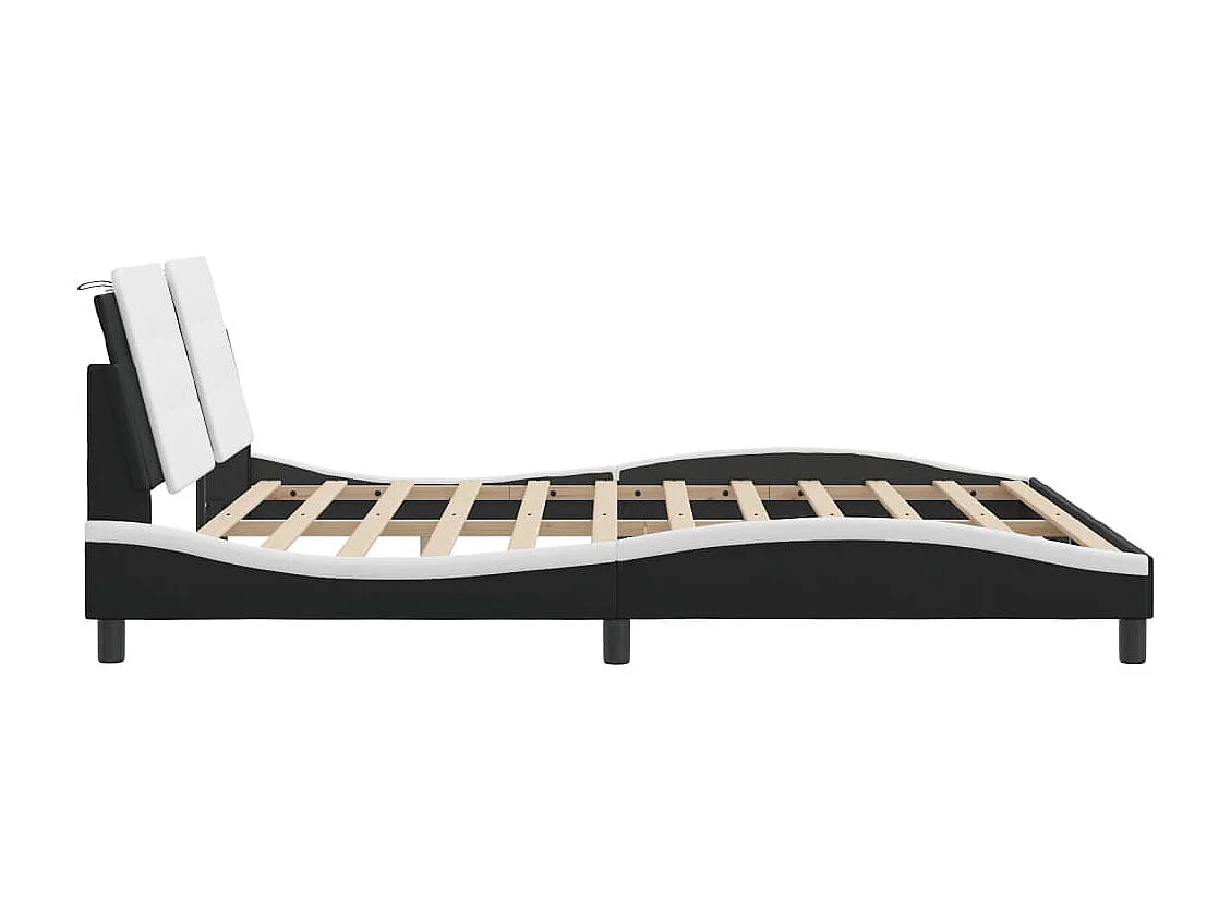 Struttura letto con LED senza materasso nero e bianco 180x200 cm